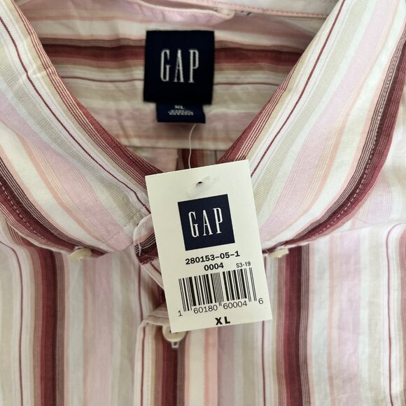 Gap Button Up Shirt Mens XL Striped Pink & Red Classic Cotton Long Sleeve Preppy - Picture 4 of 8